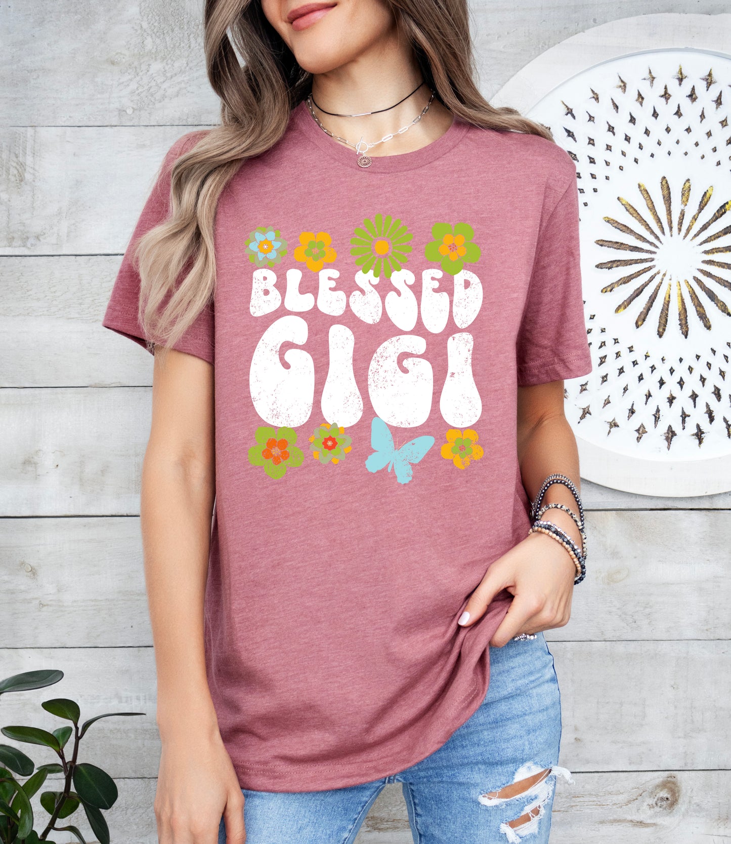 Blessed Gigi Retro Flowers Shirt | Gigi Shirt