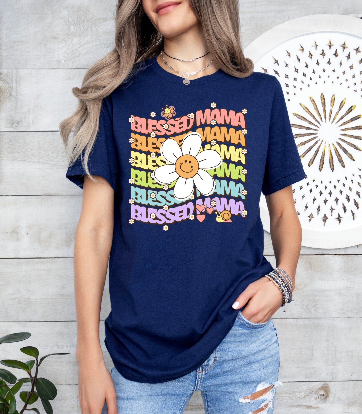 Blessed Mama Retro Daisy Shirt | Mom Shirt