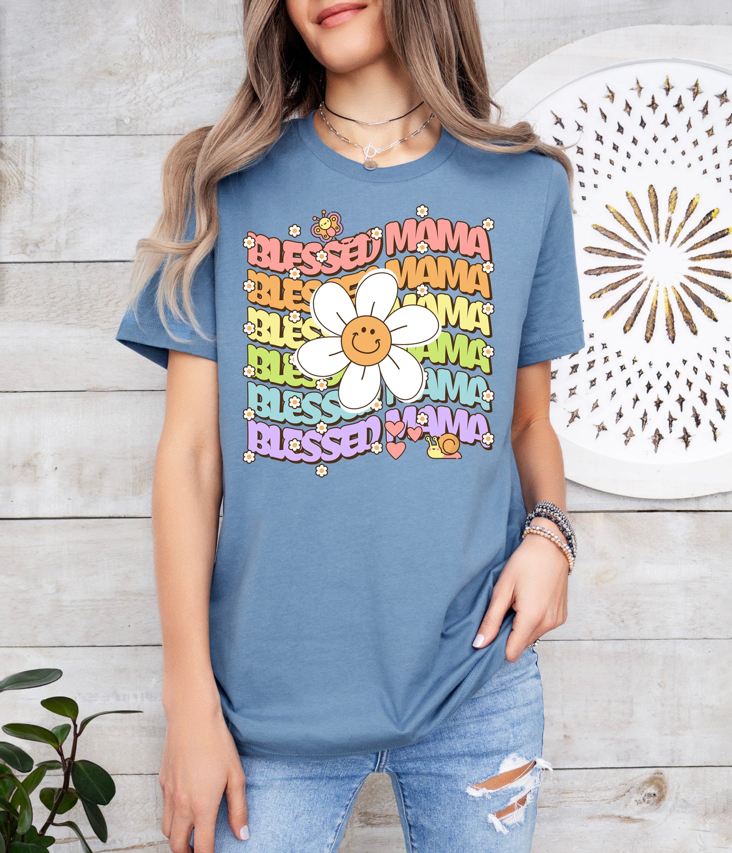 Blessed Mama Retro Daisy Shirt | Mom Shirt | Light Garment