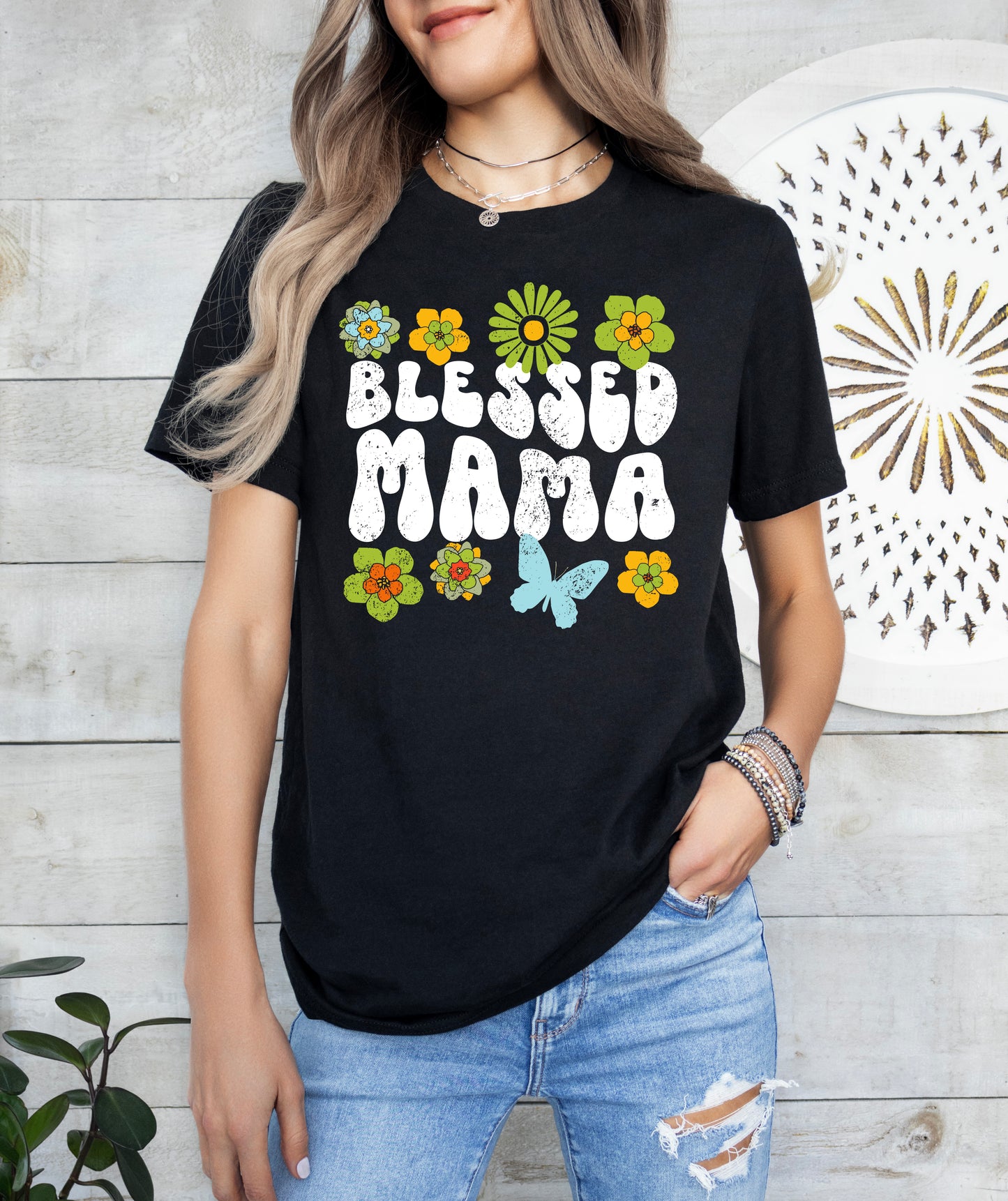 Blessed Mama Retro Flower Shirt | Mom Shirt