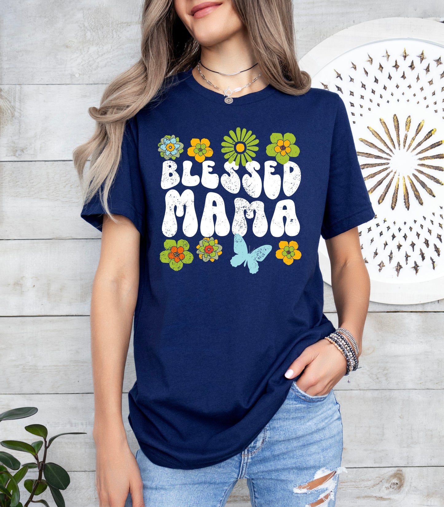 Blessed Mama Retro Flower Shirt | Mom Shirt