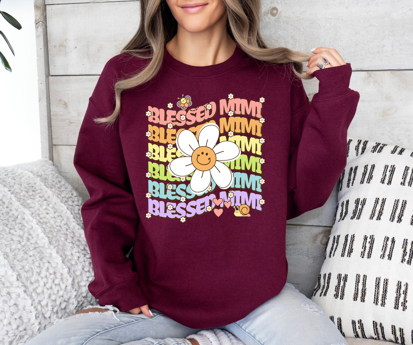 Blessed Mimi Retro Daisy Sweatshirt | Mimi Sweatshirt