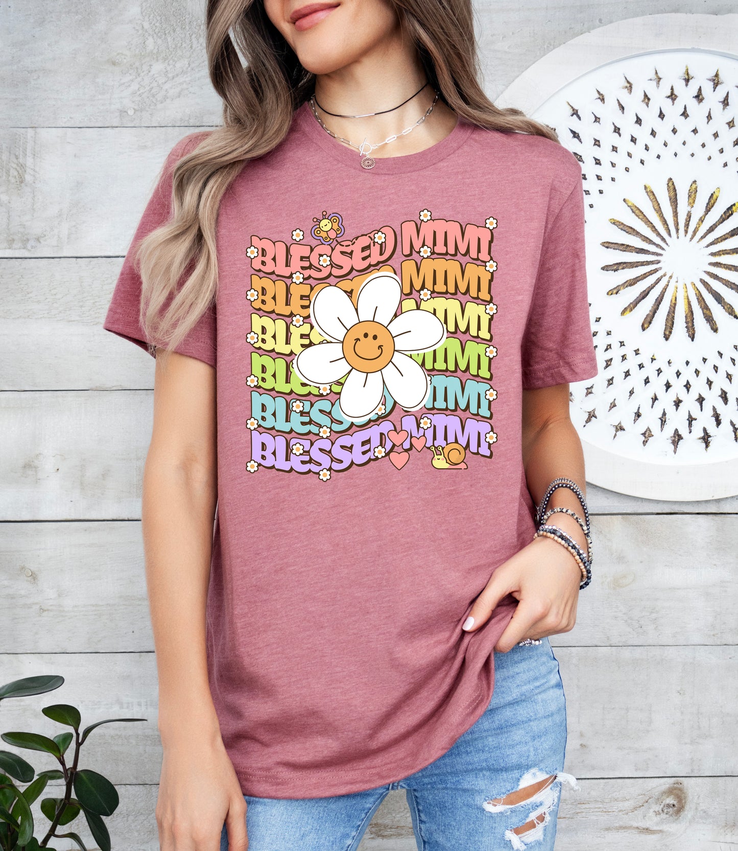 Blessed Mimi Retro Daisy Shirt | Mimi Shirt | Light Garment