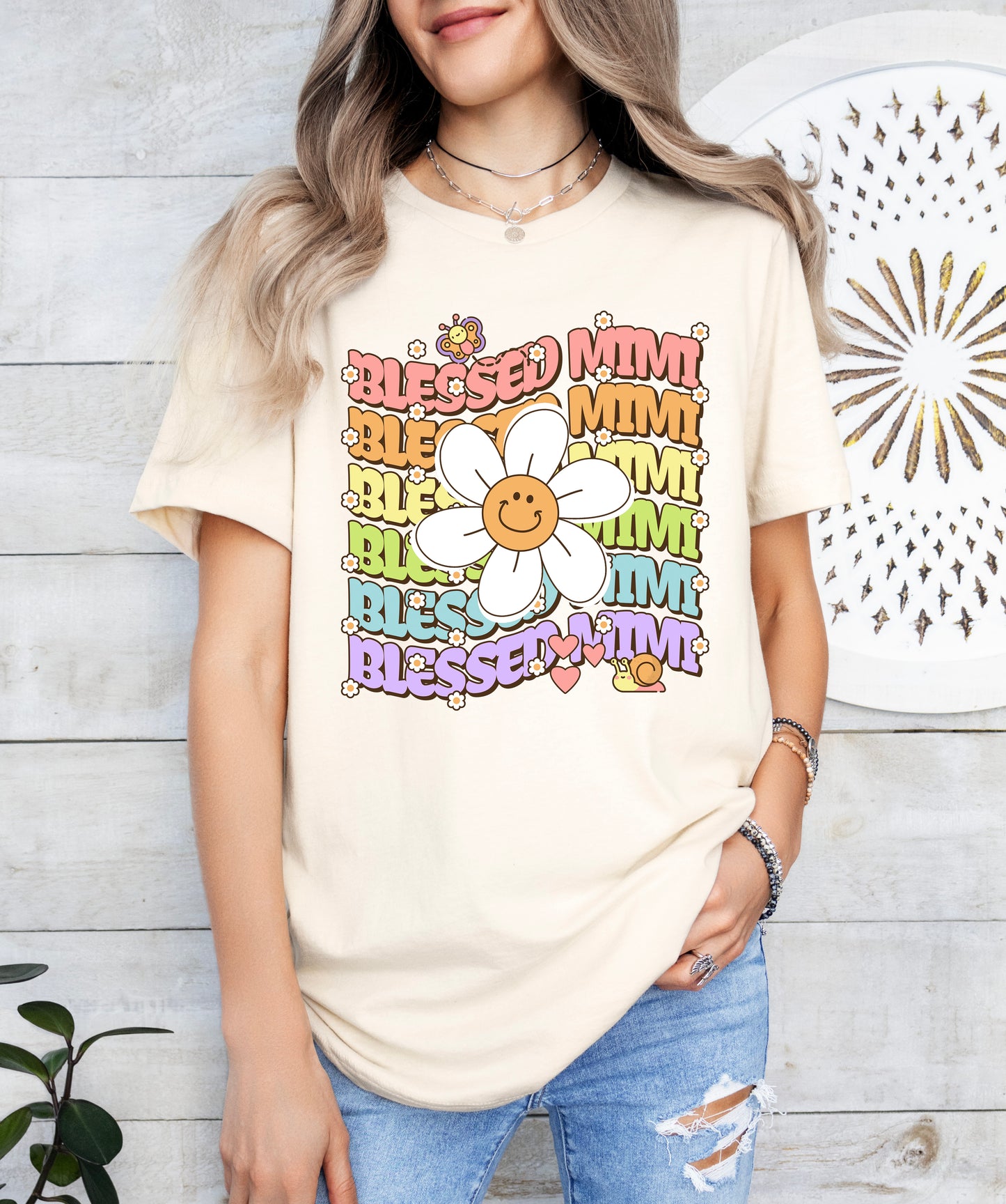 Blessed Mimi Retro Daisy Shirt | Mimi Shirt | Light Garment