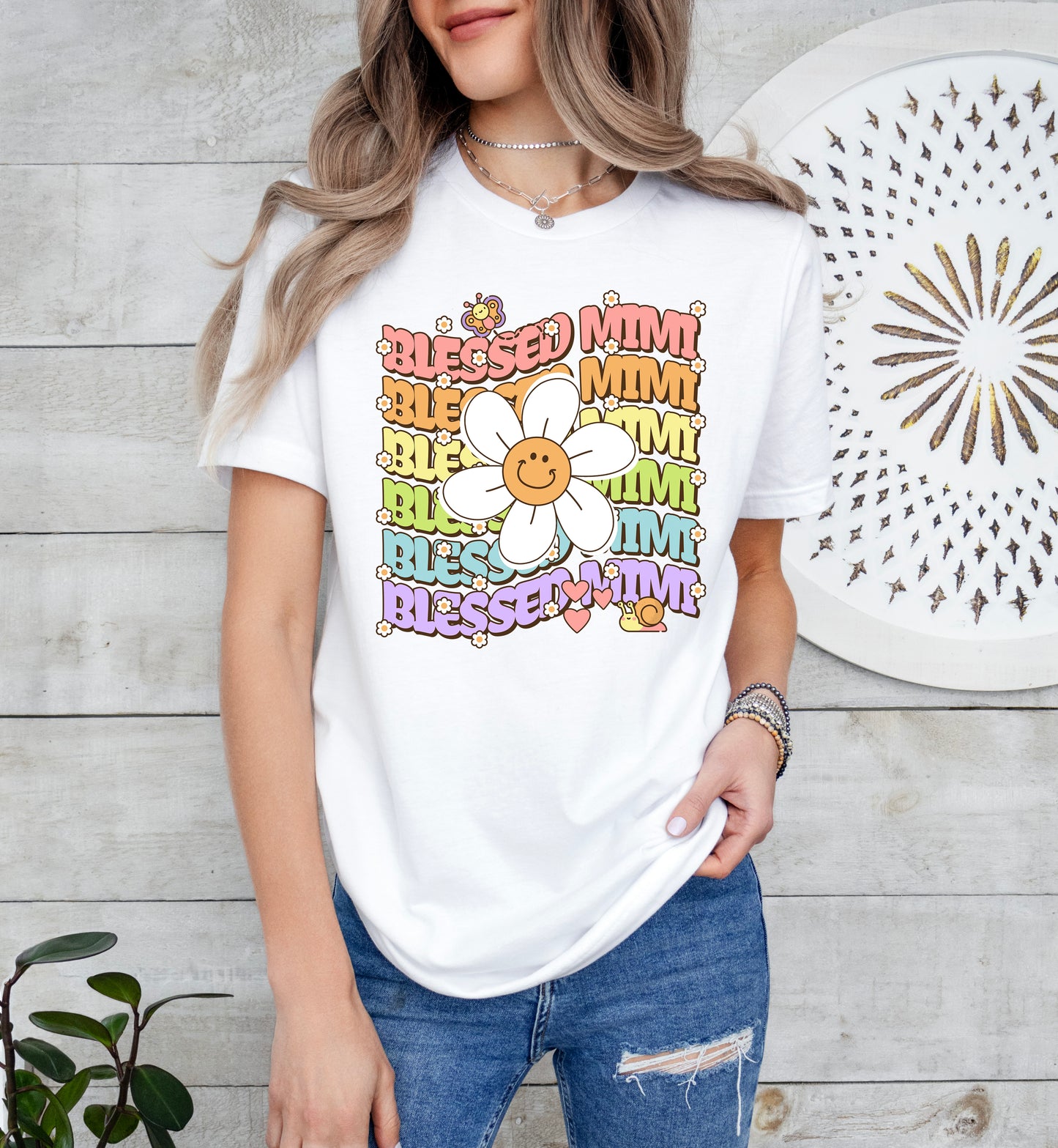 Blessed Mimi Retro Daisy Shirt | Mimi Shirt | Light Garment