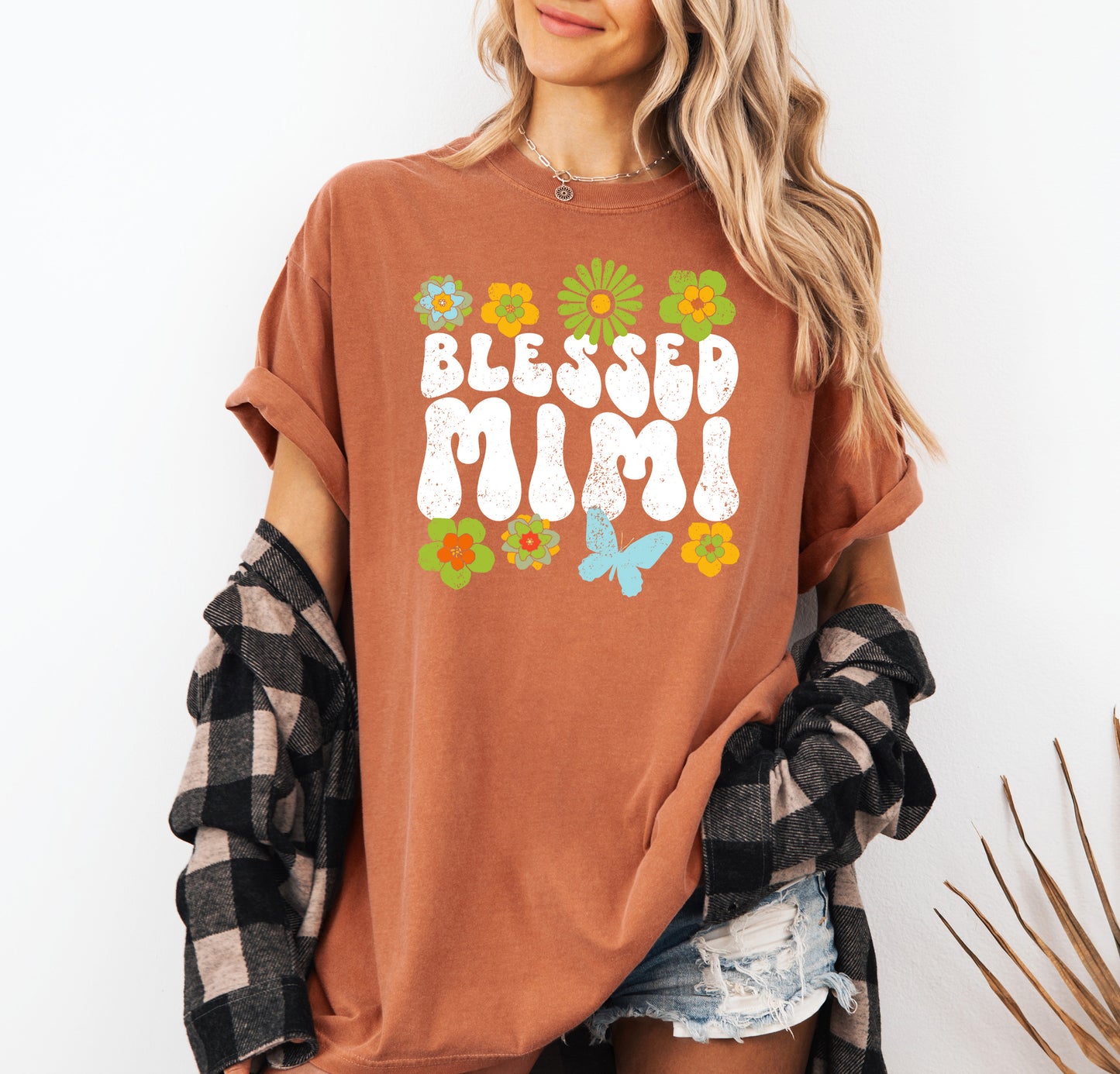 Blessed Mimi Retro Flowers Shirt | Comfort Colors Vintage Style Mimi Shirt