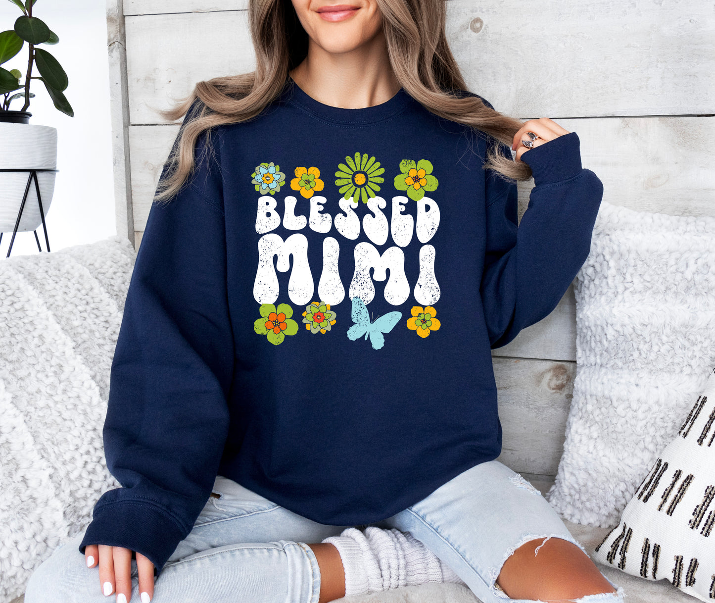 Blessed Mimi Retro Flowers Sweatshirt | Mimi Sweatshirt