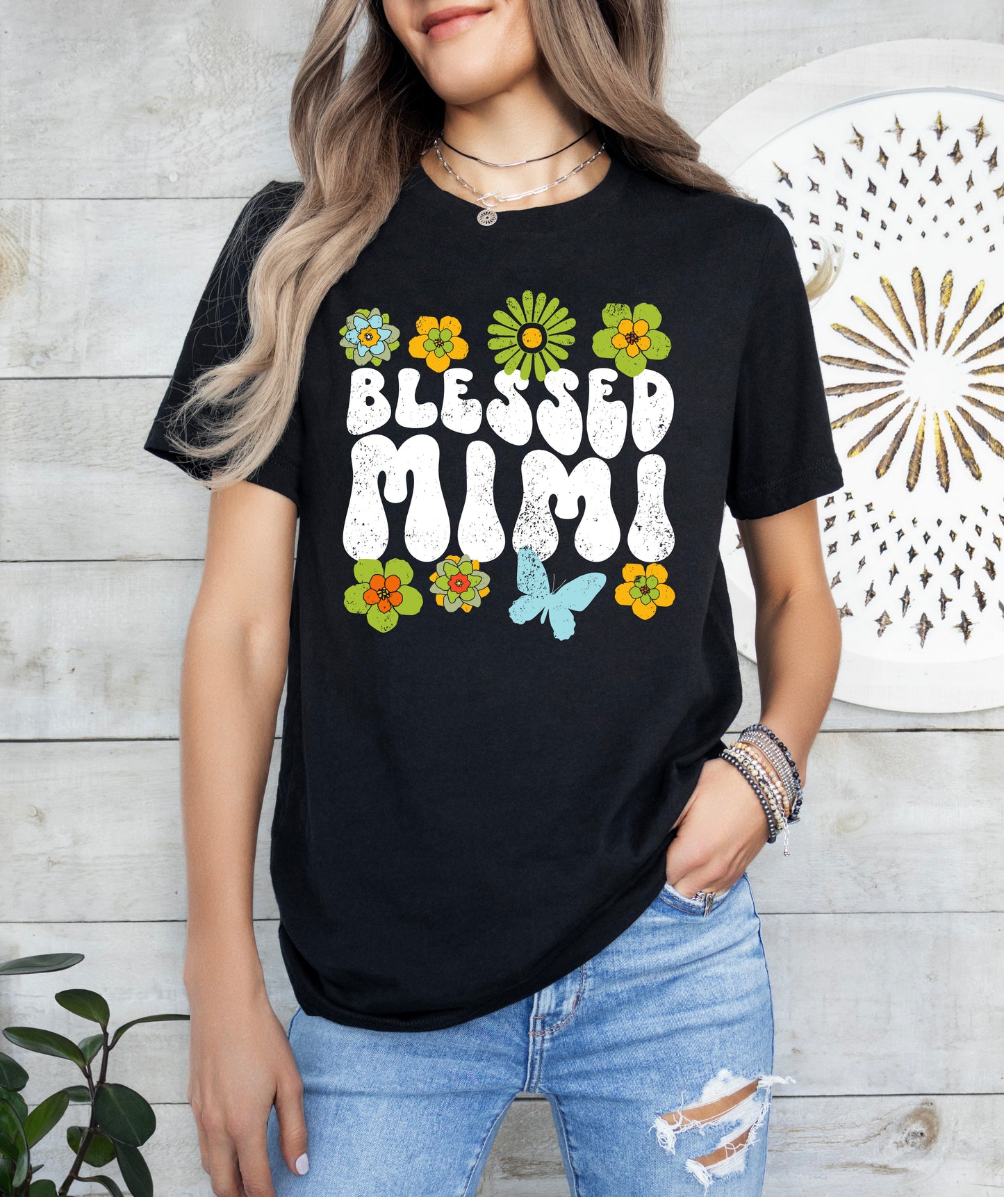 Blessed Mimi Retro Flowers Shirt | Mimi Shirt