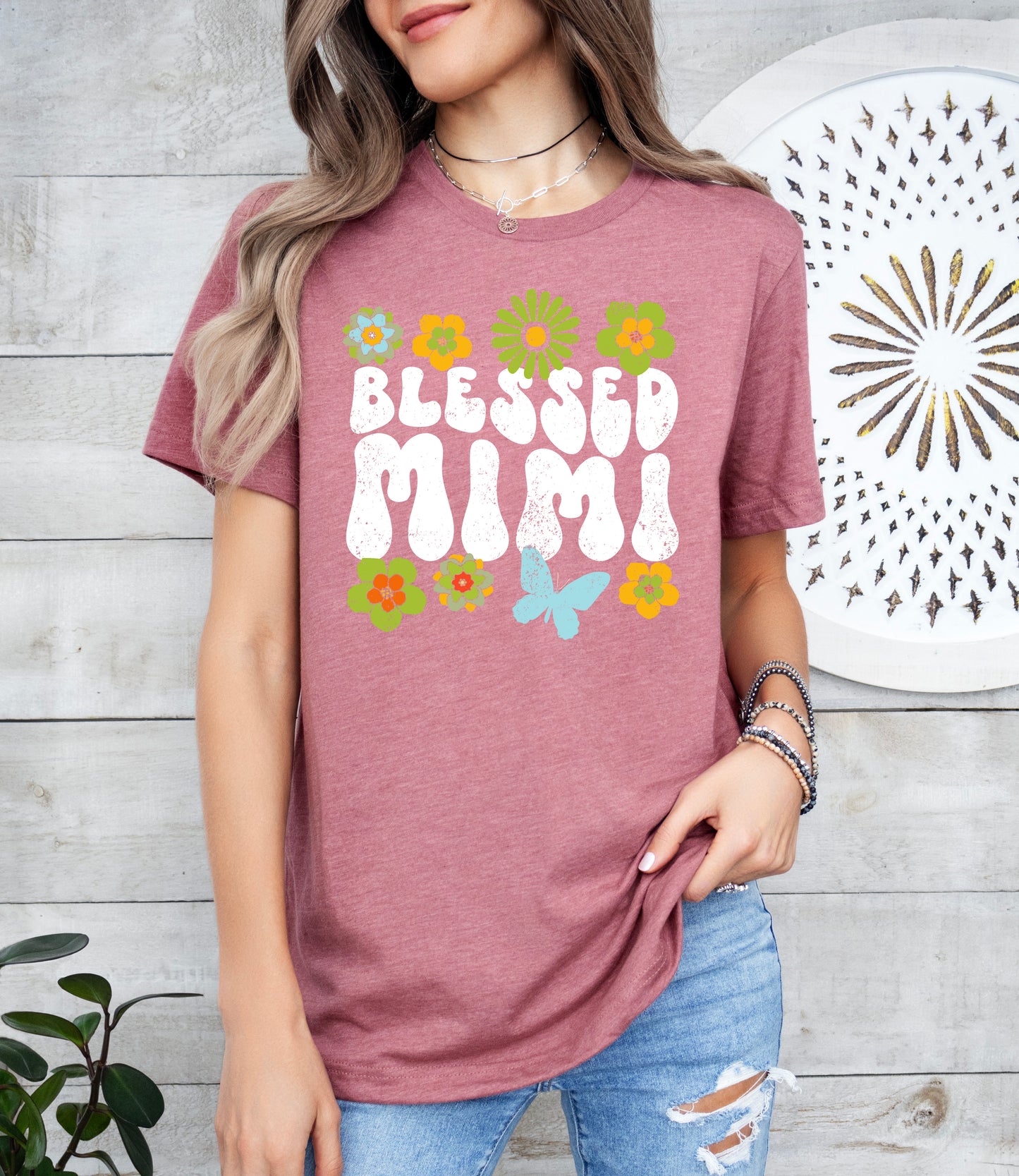Blessed Mimi Retro Flowers Shirt | Mimi Shirt