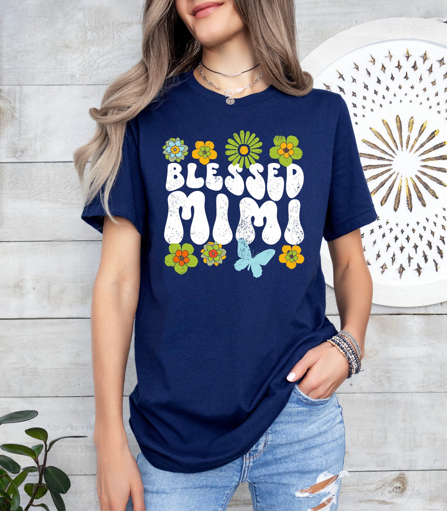 Blessed Mimi Retro Flowers Shirt | Mimi Shirt