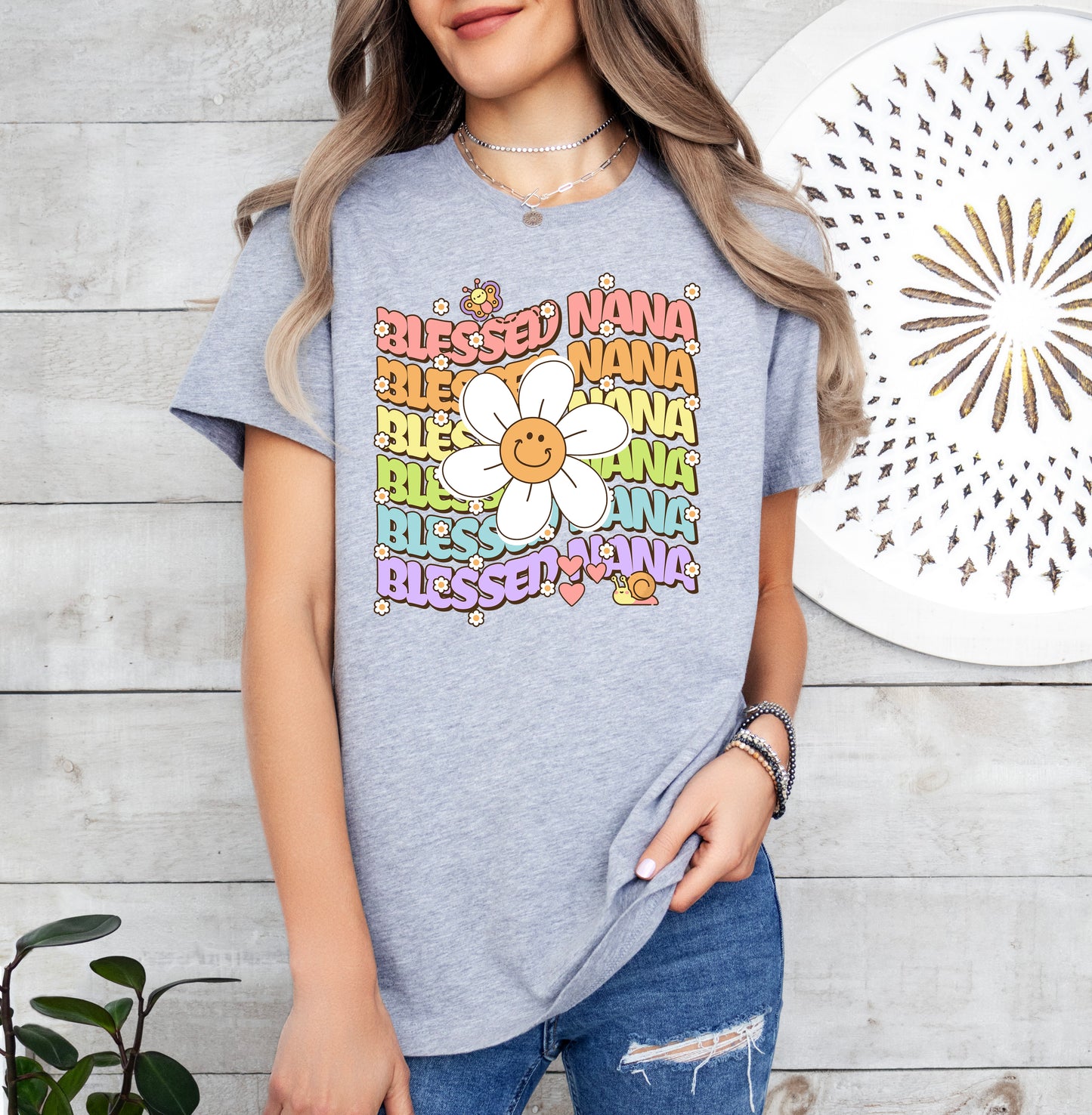 Blessed Nana Retro Daisy Shirt | Nana Shirt | Light Garment
