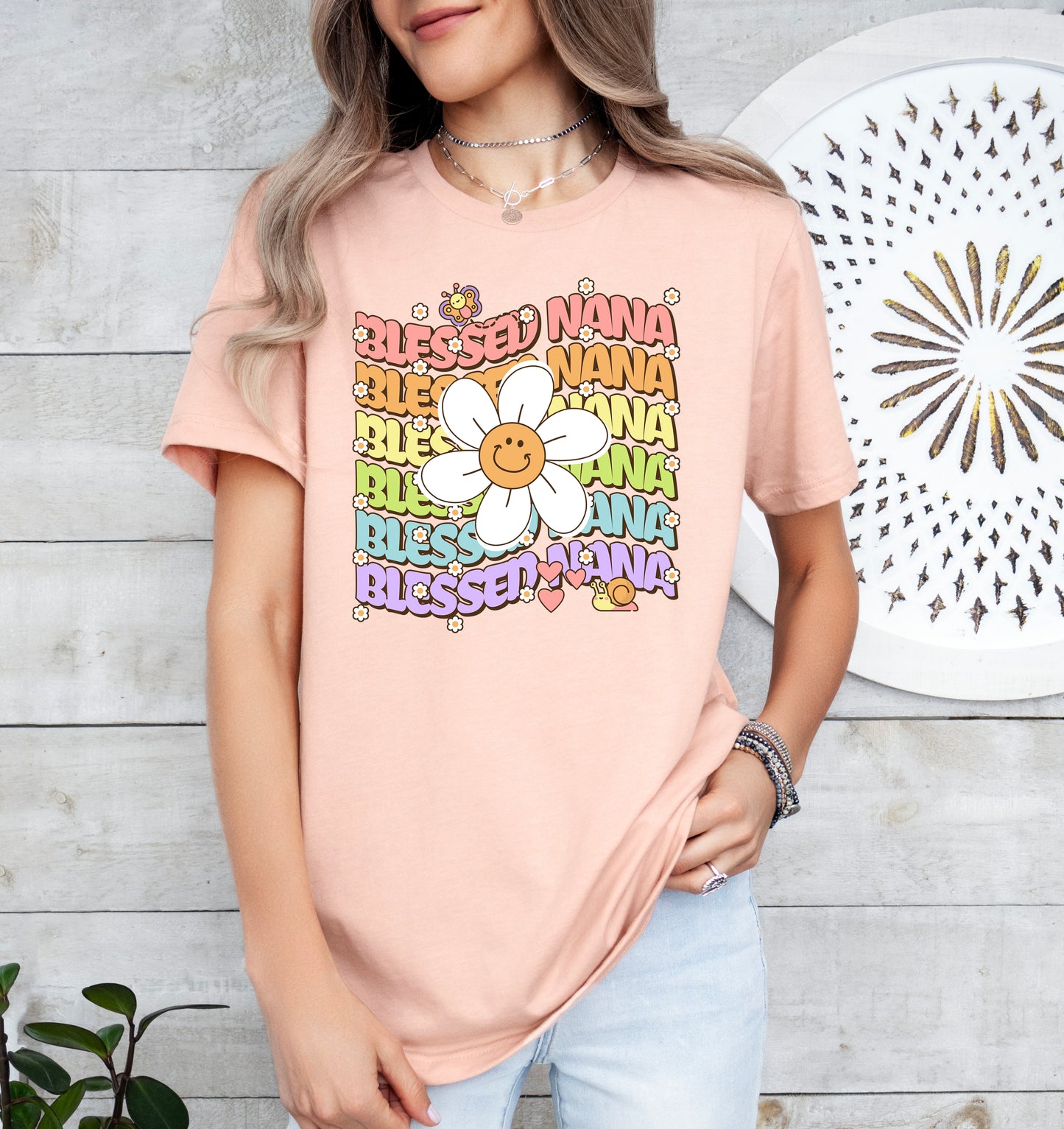 Blessed Nana Retro Daisy Shirt | Nana Shirt | Light Garment