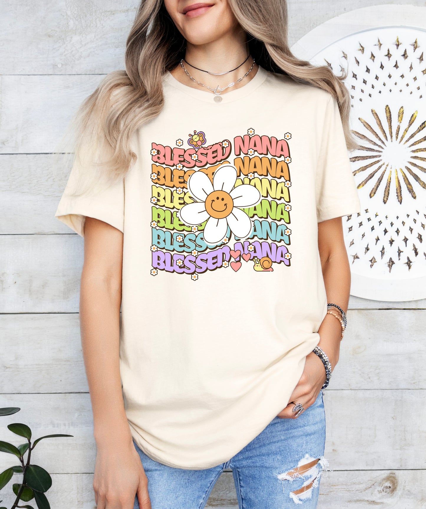Blessed Nana Retro Daisy Shirt | Nana Shirt | Light Garment