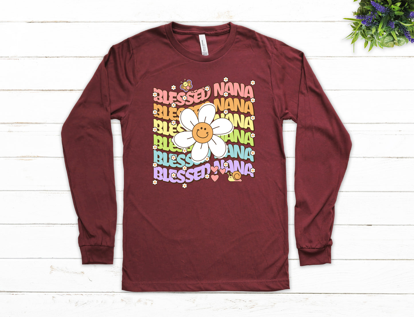 Blessed Nana Retro Daisy Shirt Long Sleeve | Long Sleeve Nana Shirt