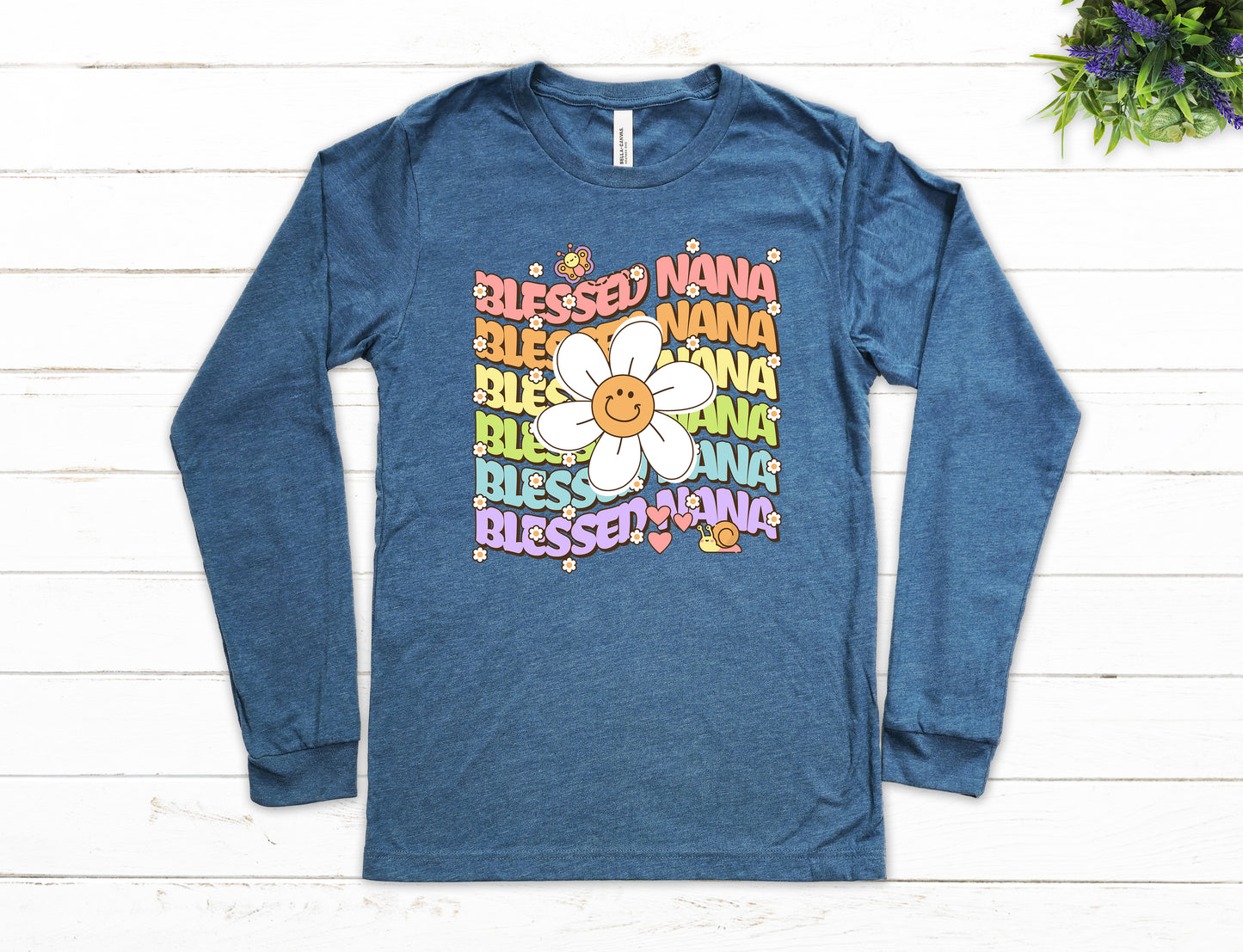Blessed Nana Retro Daisy Shirt Long Sleeve | Long Sleeve Nana Shirt