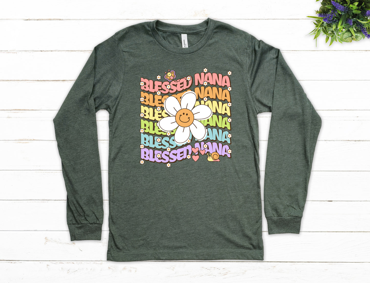 Blessed Nana Retro Daisy Shirt Long Sleeve | Long Sleeve Nana Shirt