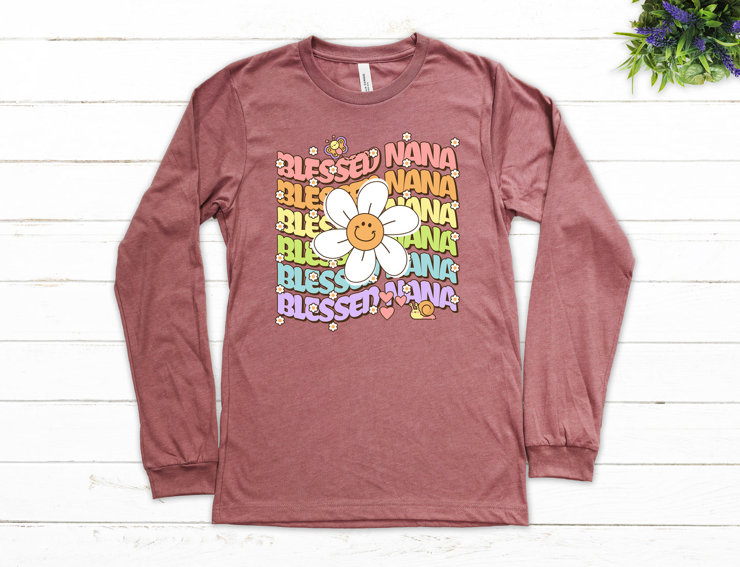 Blessed Nana Retro Daisy Shirt Long Sleeve | Long Sleeve Nana Shirt