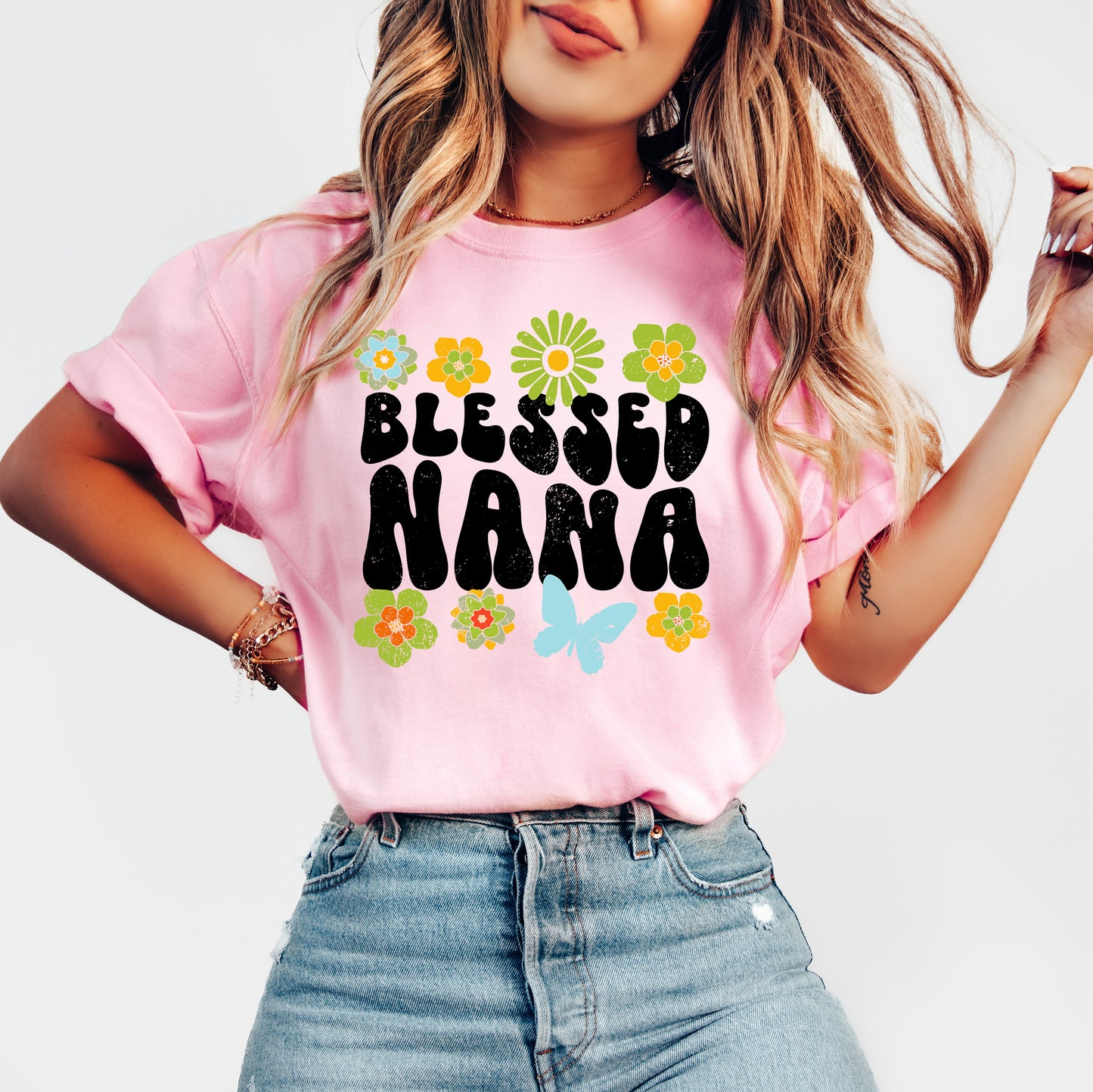 Blessed Nana Retro Flower Shirt | Comfort Colors Vintage Style Nana Shirt
