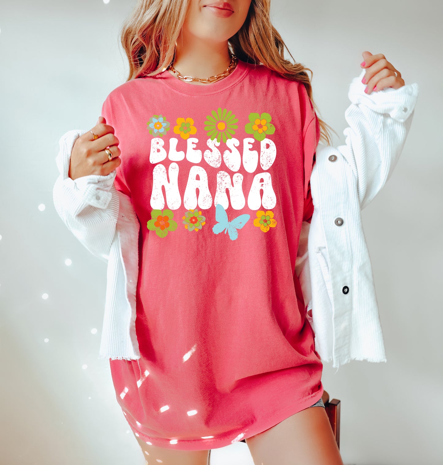 Blessed Nana Retro Flower Shirt | Comfort Colors Vintage Style Nana Shirt