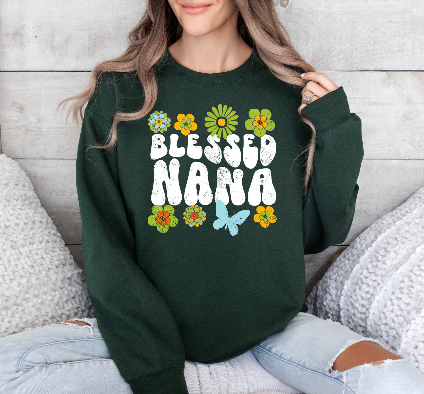 Blessed Nana Retro Flower Sweatshirt | Nana Sweatshirt