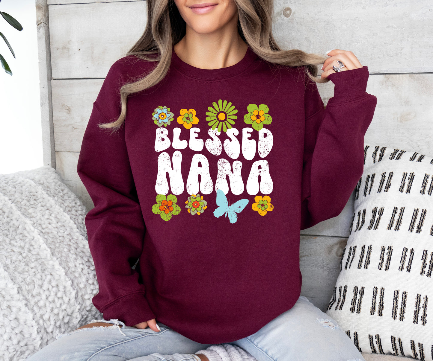 Blessed Nana Retro Flower Sweatshirt | Nana Sweatshirt