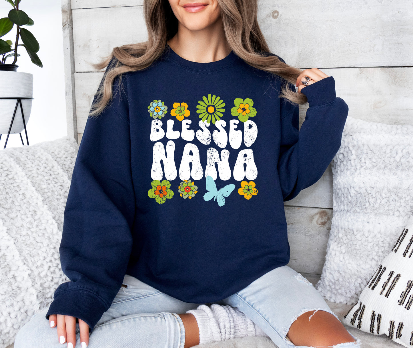 Blessed Nana Retro Flower Sweatshirt | Nana Sweatshirt