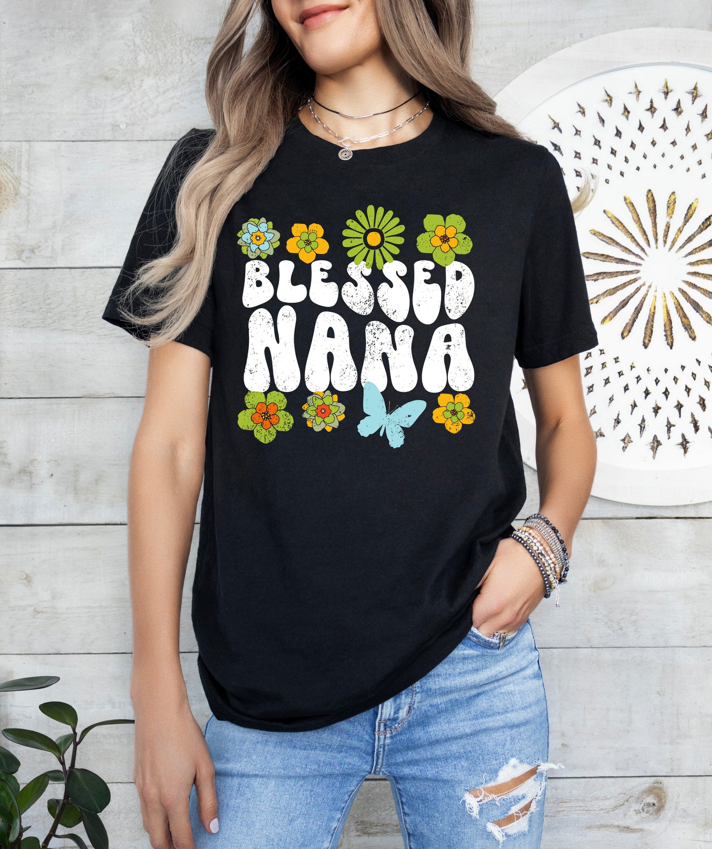 Blessed Nana Retro Flower Shirt | Nana Shirt