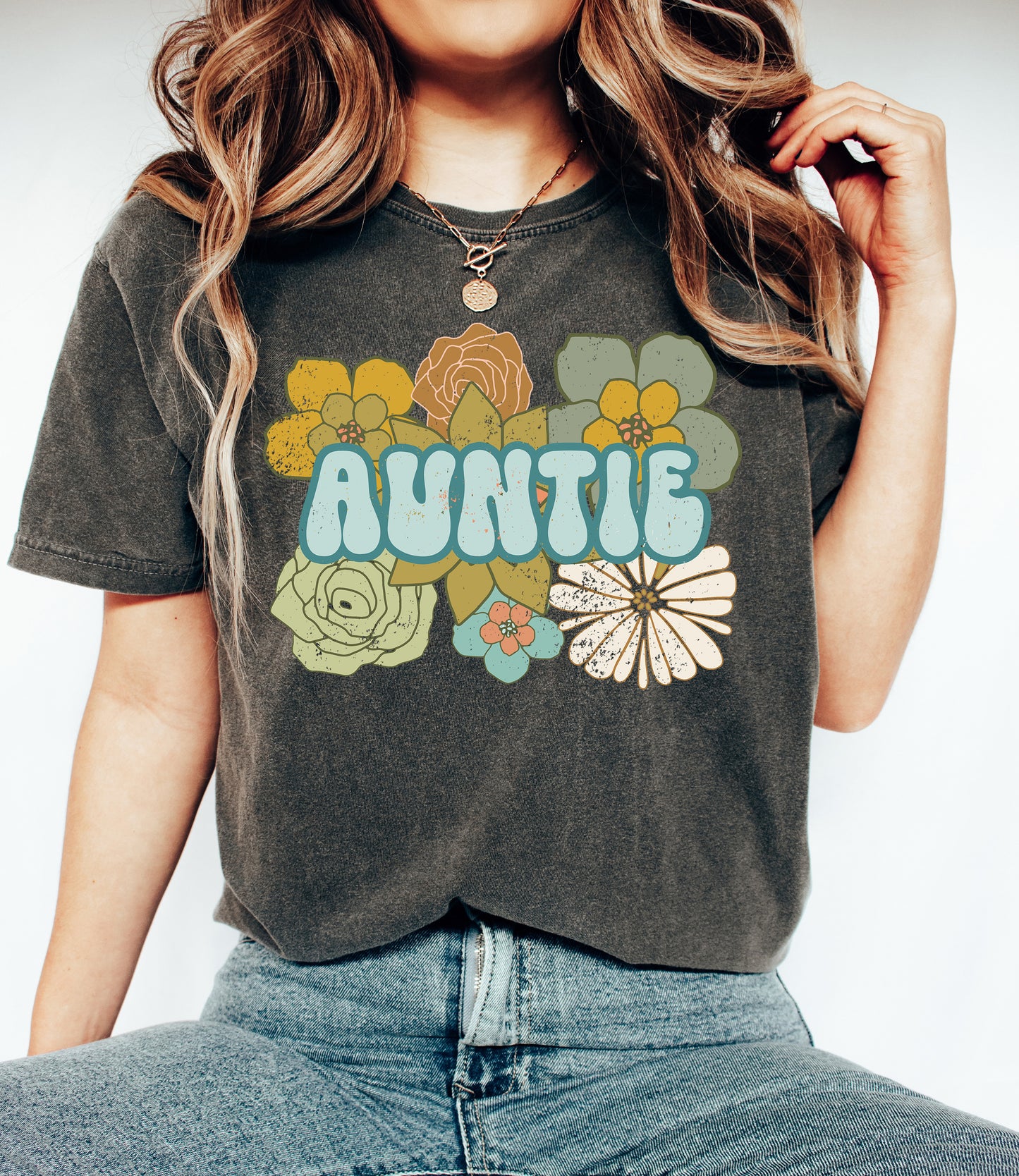 Auntie Shirt | Boho Vintage Style Comfort Colors Aunt Shirt