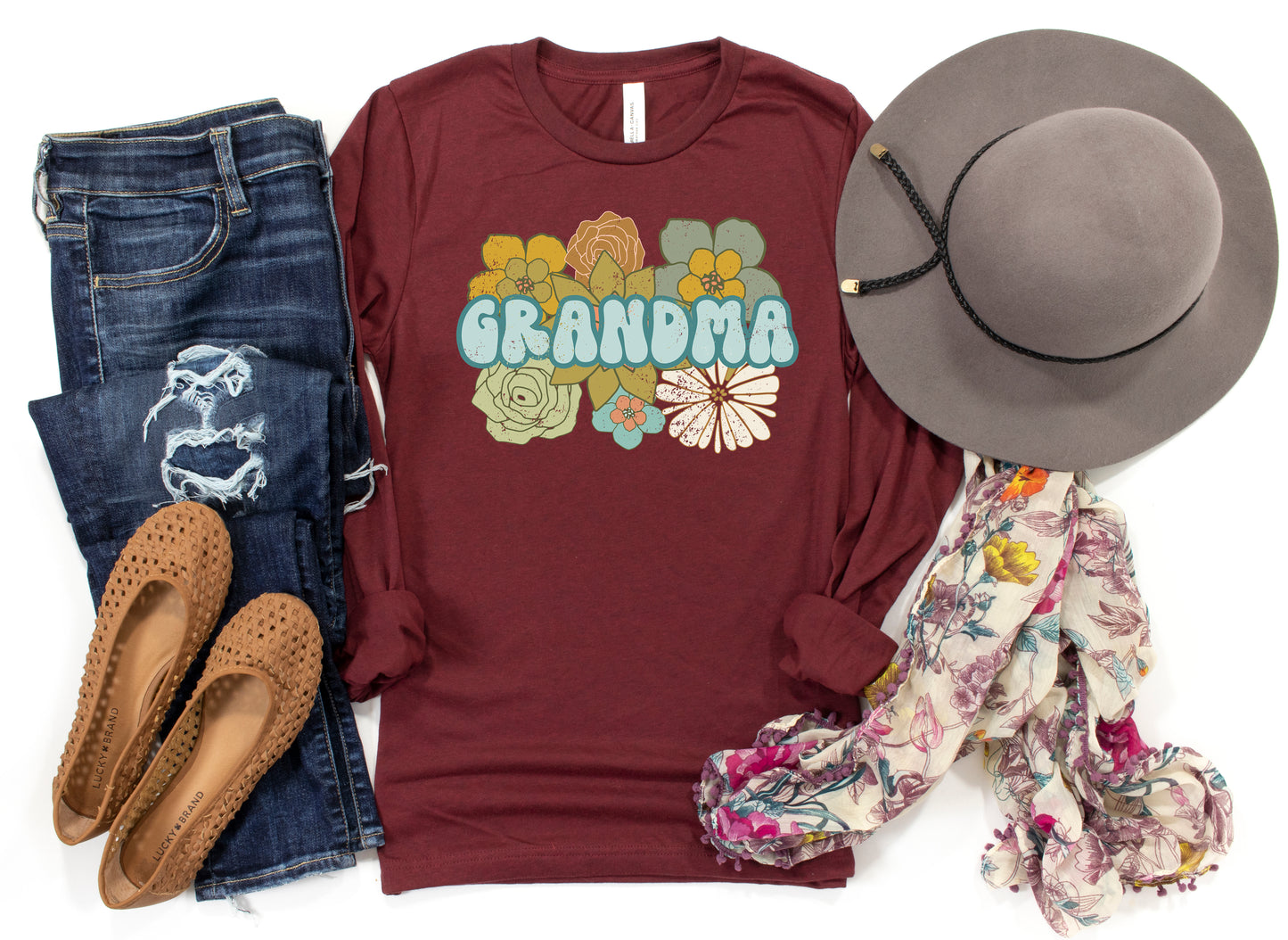 Retro BOHO Grandma Shirt Long Sleeve | Long Sleeve Grandma Shirt