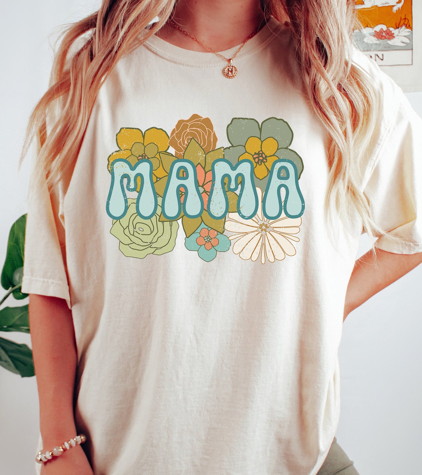BOHO Flowers Mama Shirt | Comfort Colors Vintage Style Mom Shirt