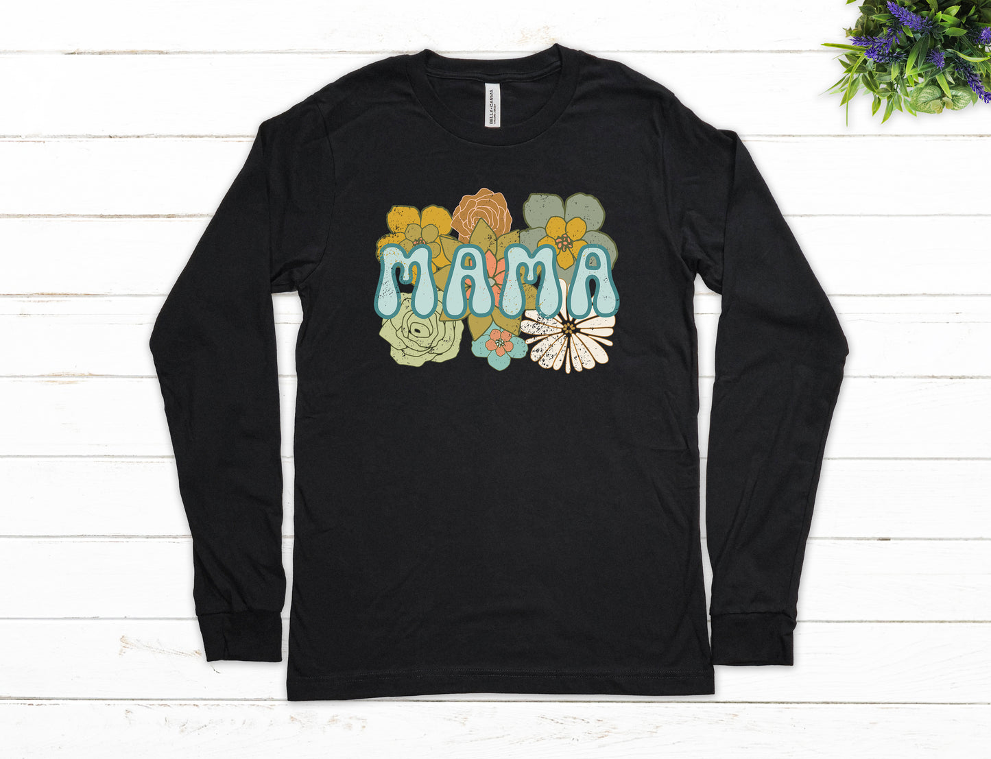 BOHO Flowers Mama Shirt Long Sleeve | Long Sleeve Mom Shirt