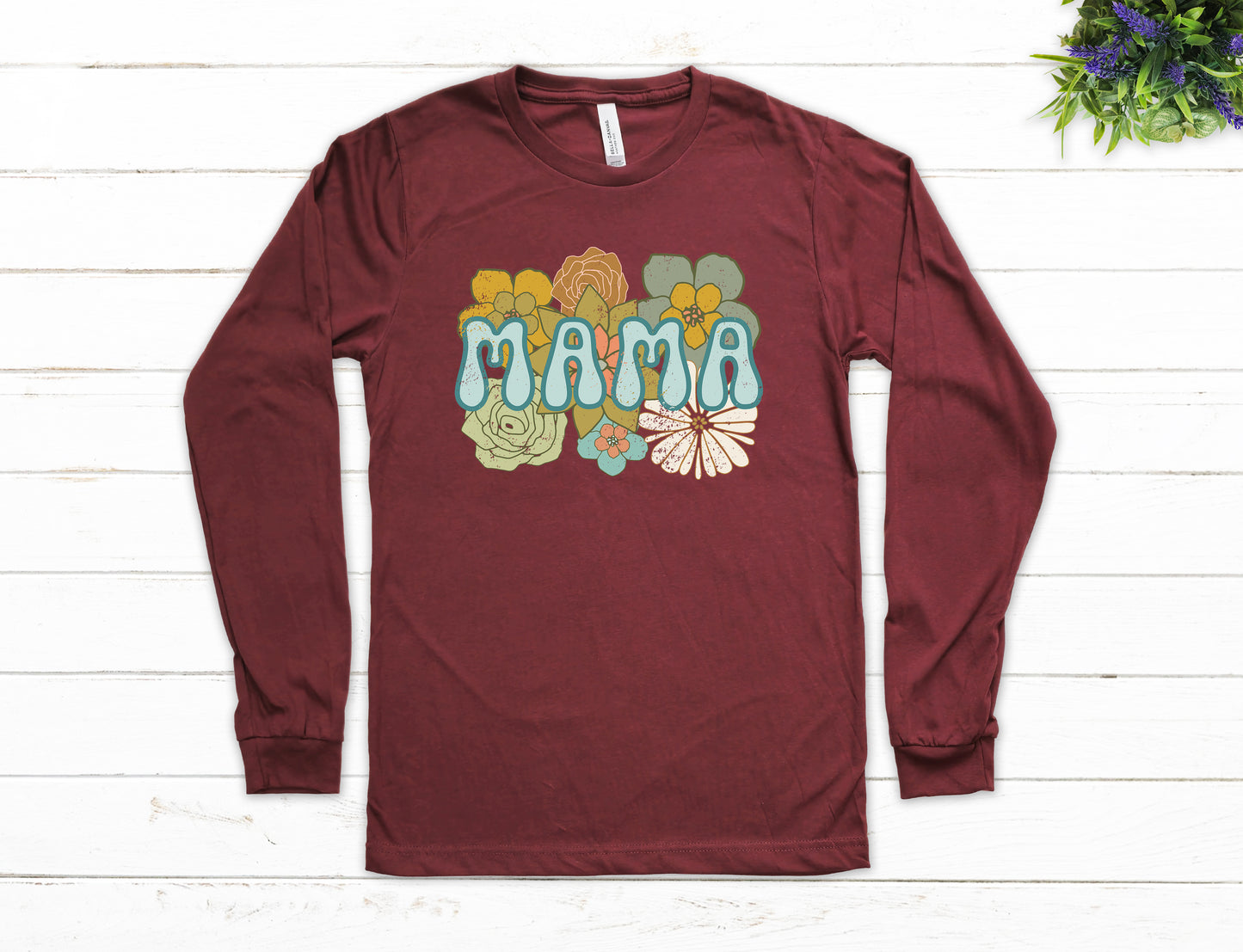BOHO Flowers Mama Shirt Long Sleeve | Long Sleeve Mom Shirt