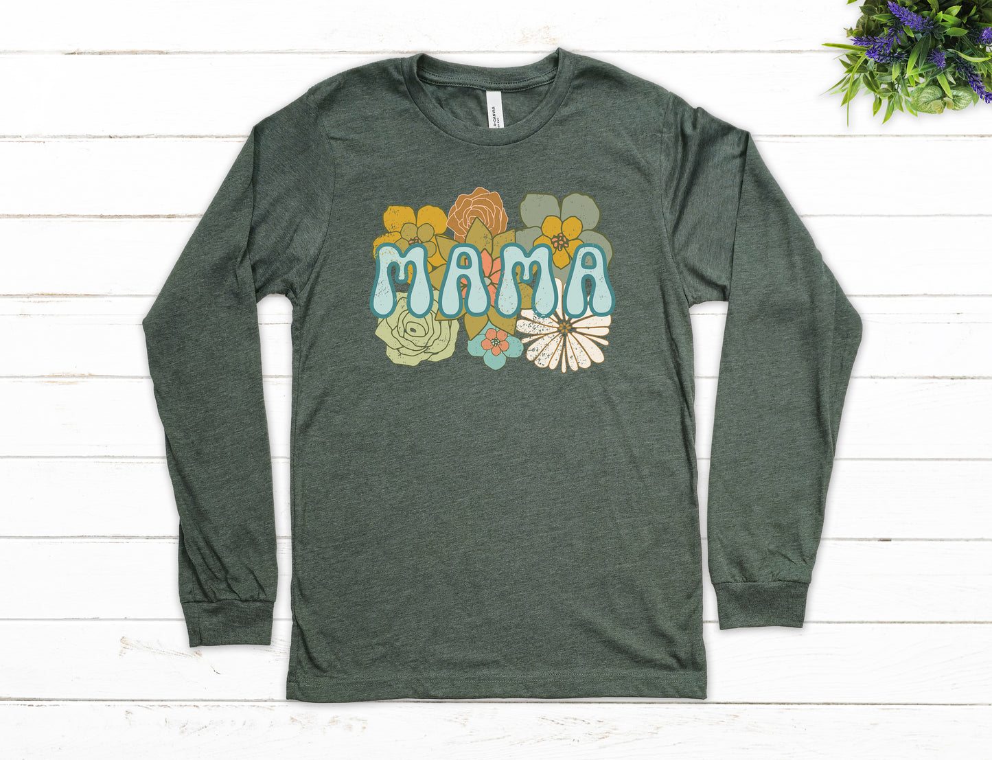 BOHO Flowers Mama Shirt Long Sleeve | Long Sleeve Mom Shirt
