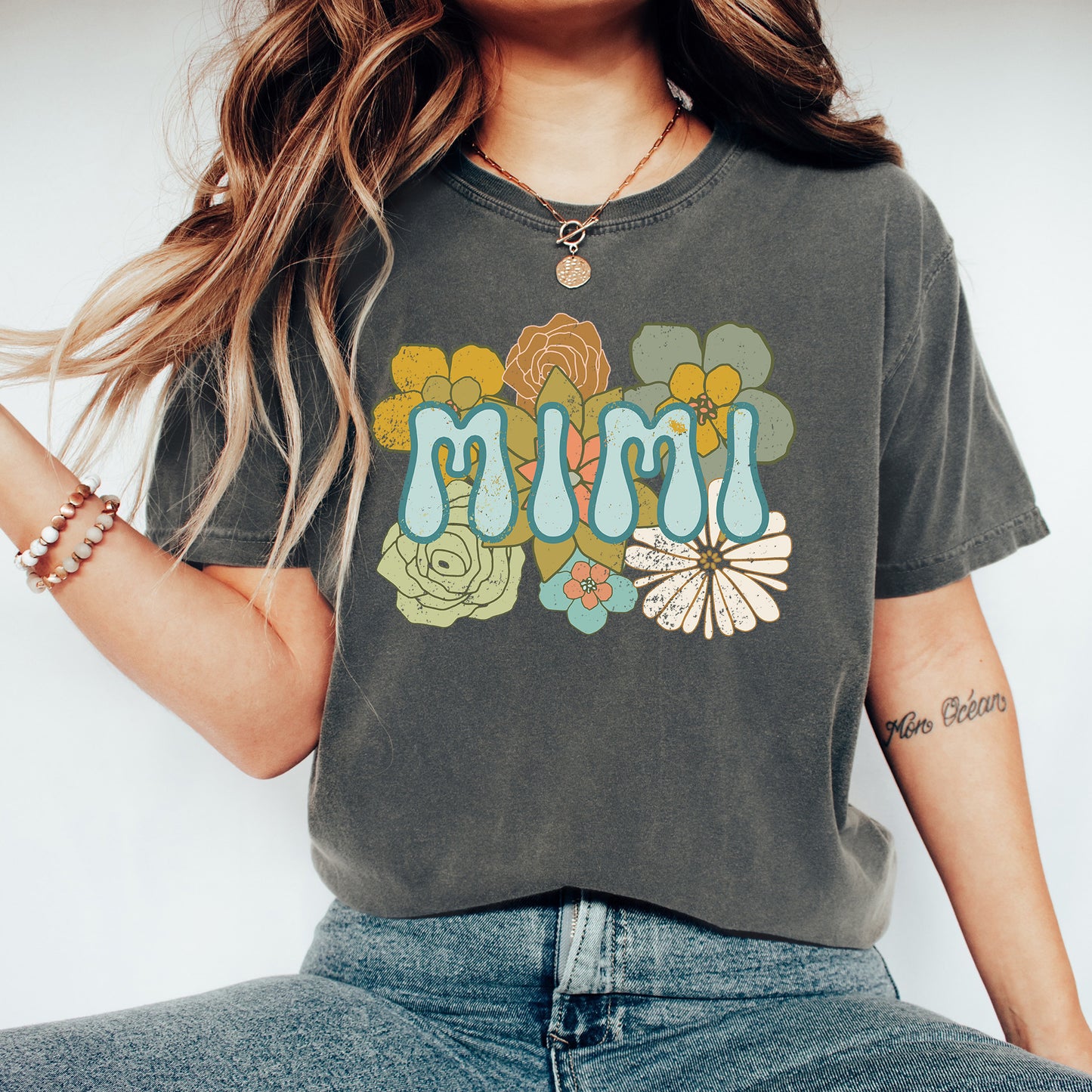 BOHO Mimi Flowers Shirt | Comfort Colors Vintage Style Mimi Shirt