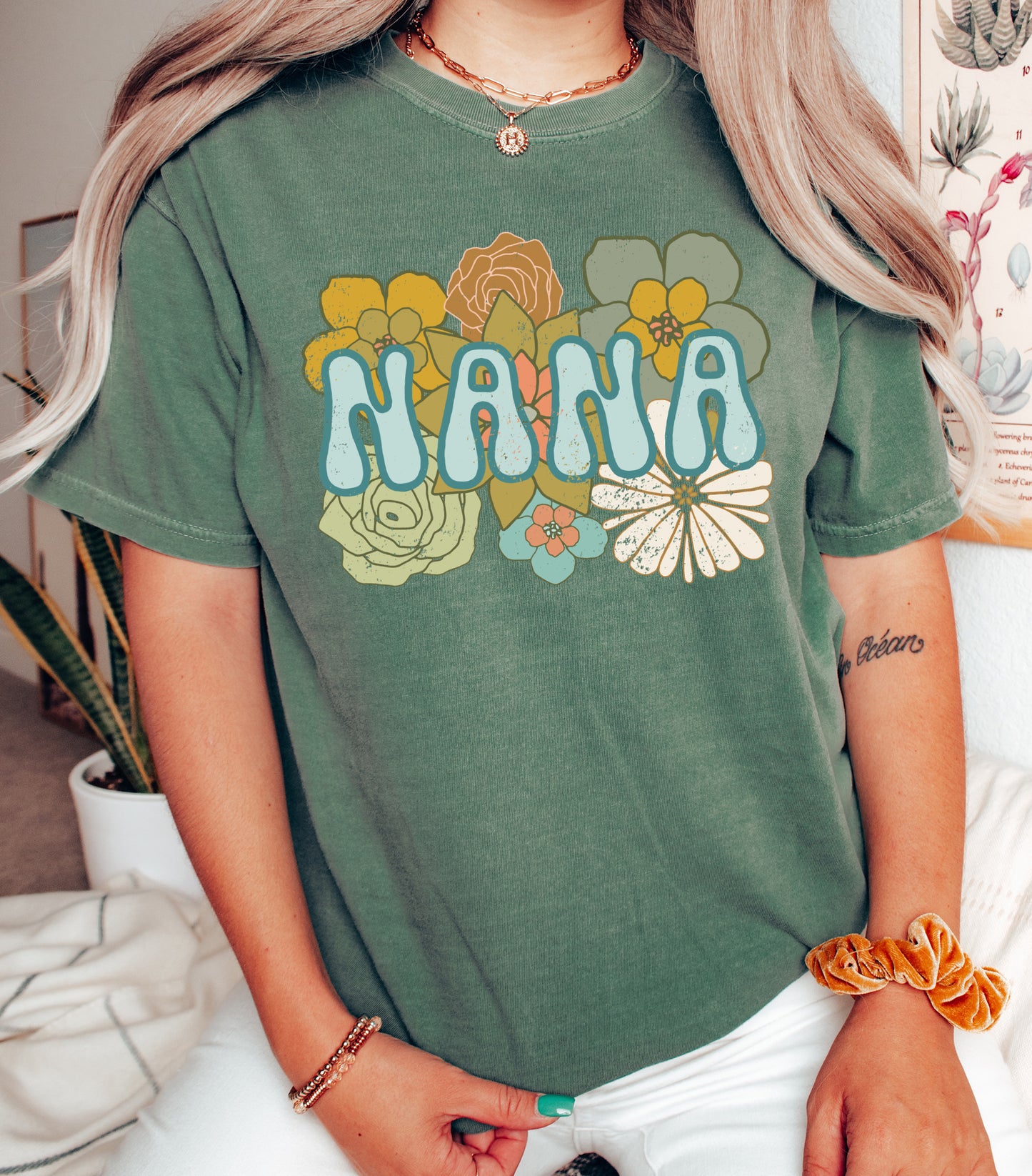 BOHO Flowers Nana Shirt | Comfort Colors Vintage Style Nana Shirt