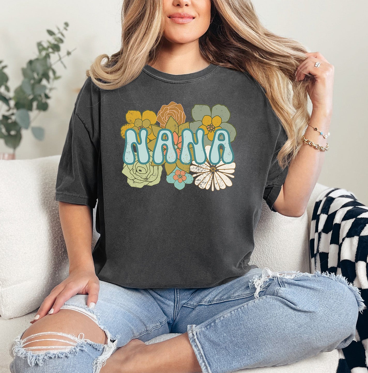 BOHO Flowers Nana Shirt | Comfort Colors Vintage Style Nana Shirt