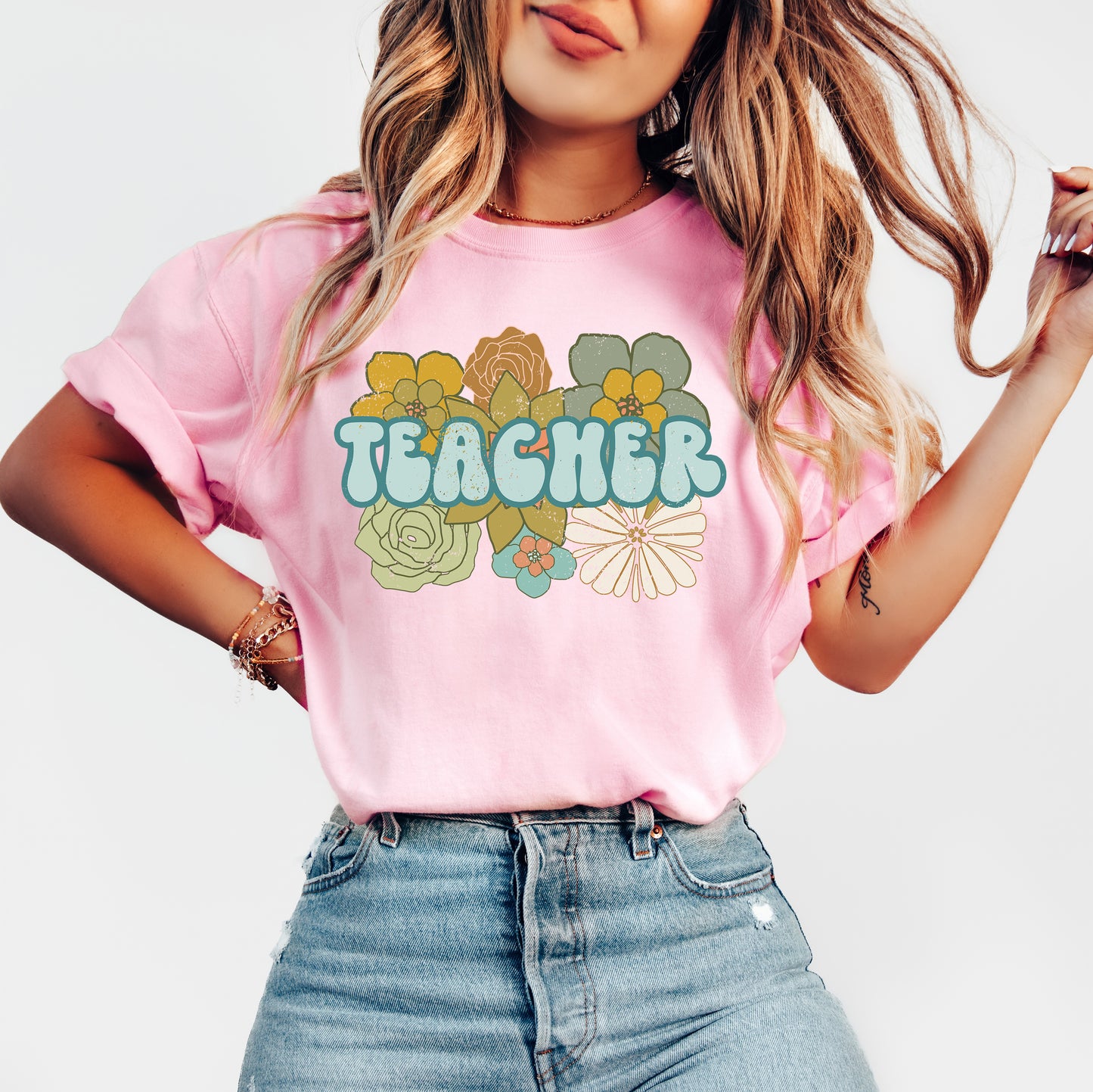 BOHO Retro Teacher Shirt | Comfort Colors Vintage Style Teacher Shirt