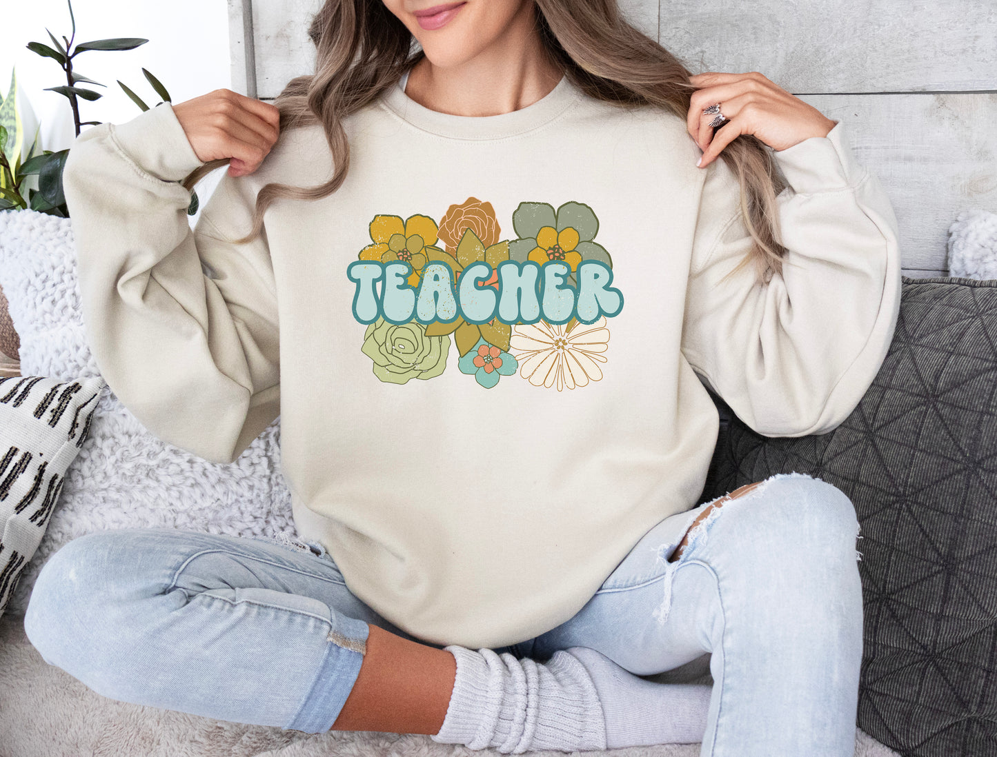BOHO Retro Teacher Sweatshirt