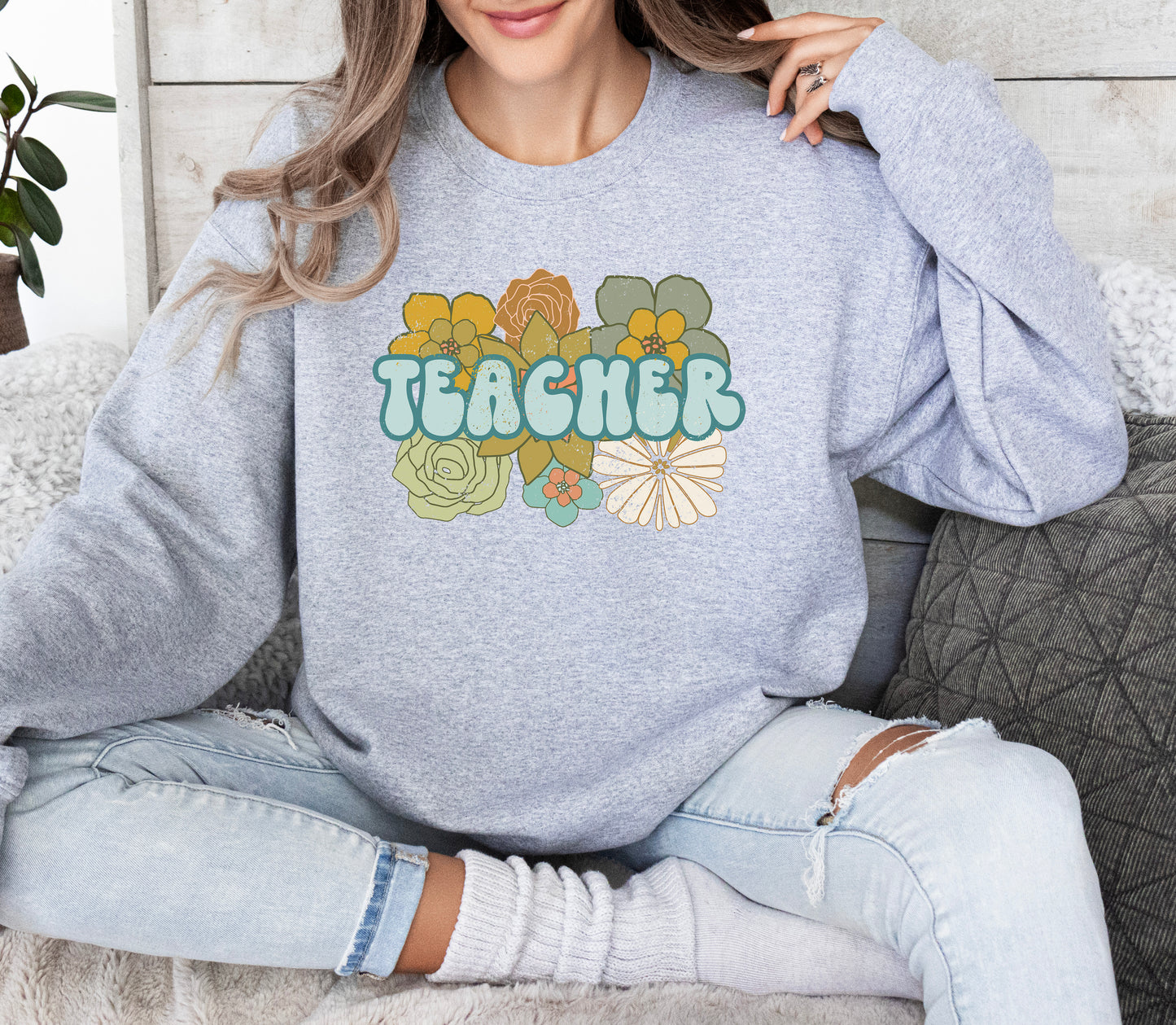 BOHO Retro Teacher Sweatshirt