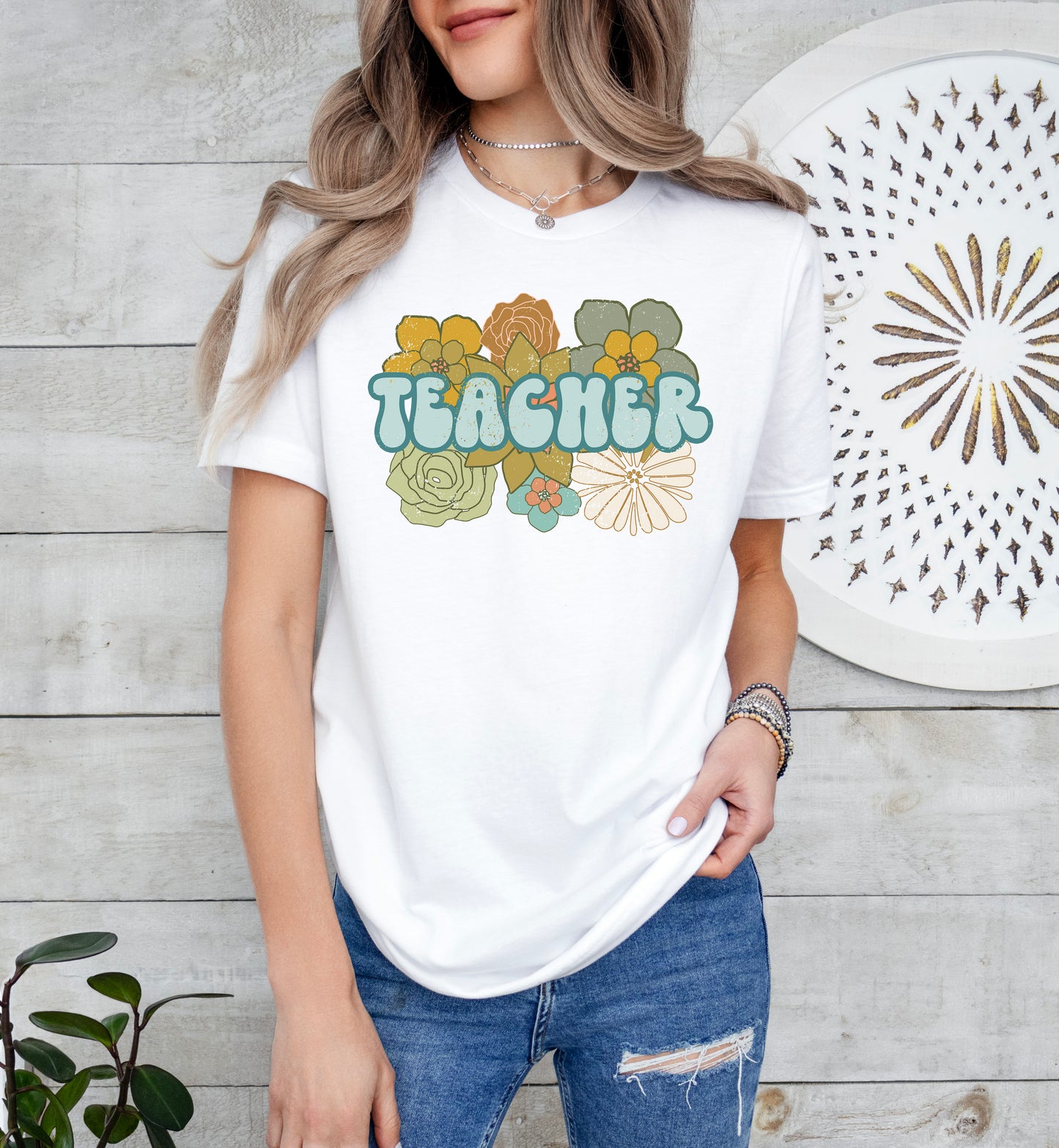 BOHO Retro Teacher Shirt | Light Garment