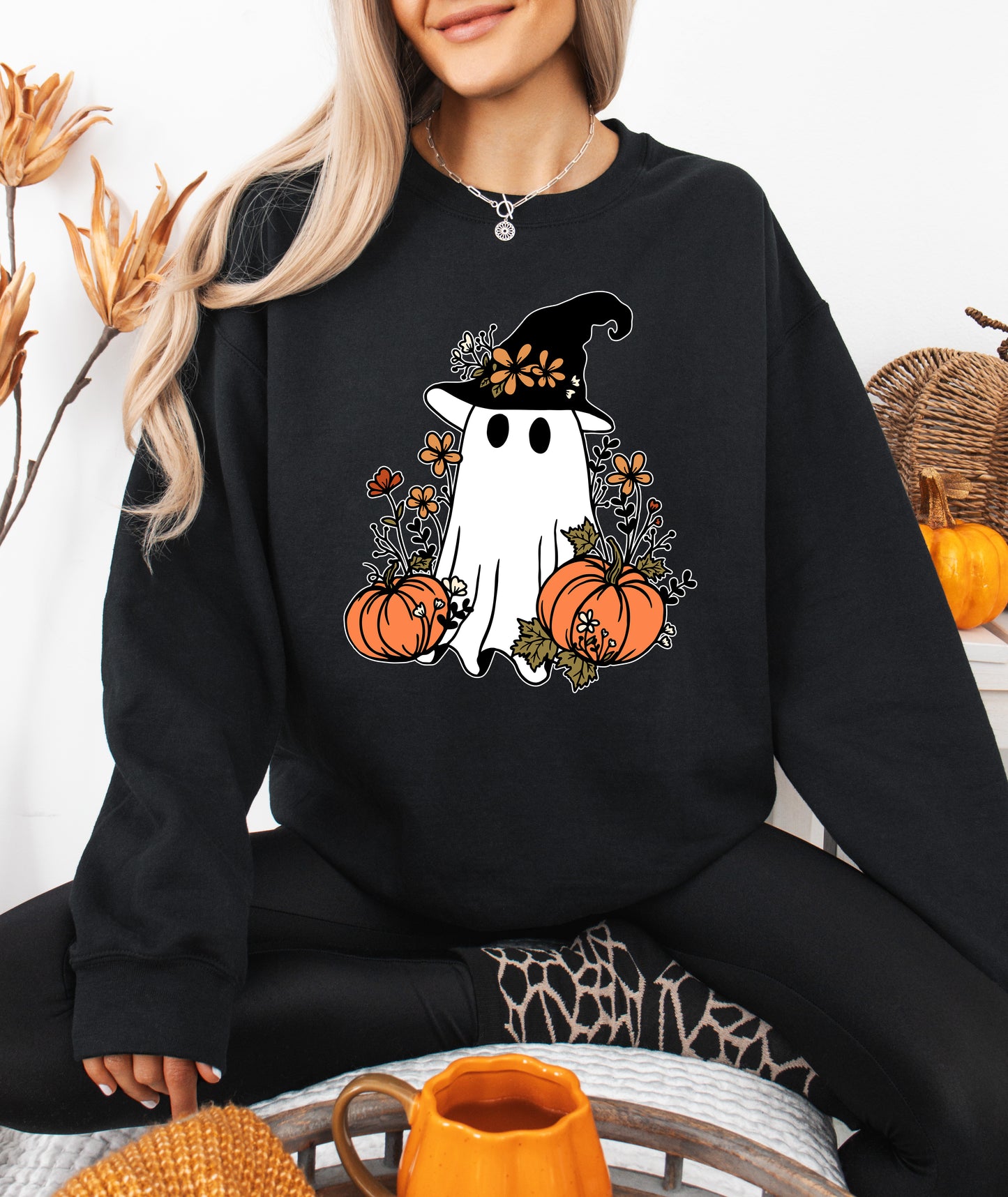 Cute Ghost Witch Halloween Sweatshirt