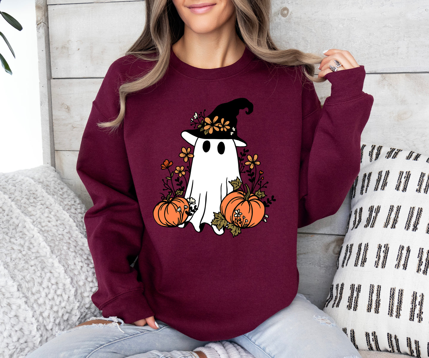 Cute Ghost Witch Halloween Sweatshirt