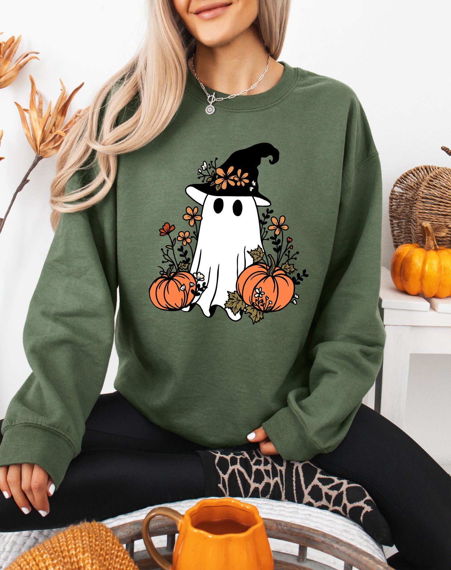 Cute Ghost Witch Halloween Sweatshirt