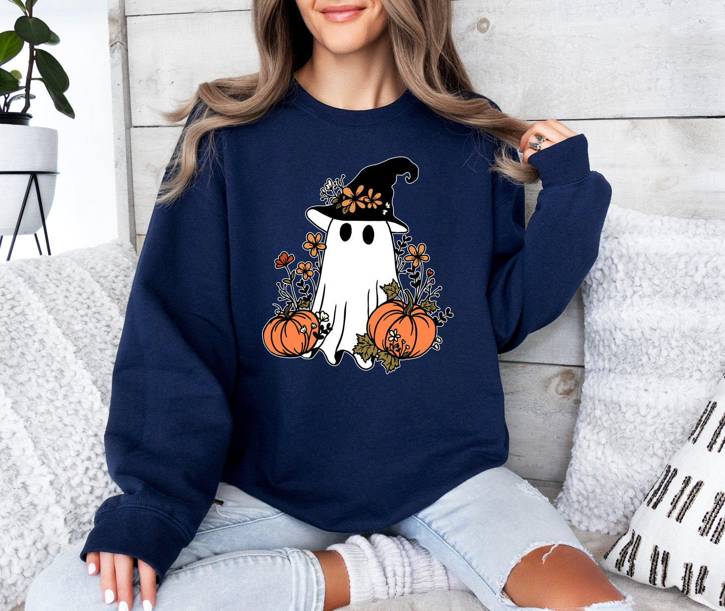 Cute Ghost Witch Halloween Sweatshirt