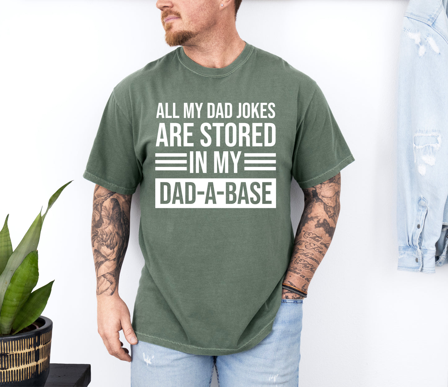 Funny Dad Shirt | Comfort Colors Vintage Style Dad Shirt | I Keep My Dad Jokes in My Dadabase