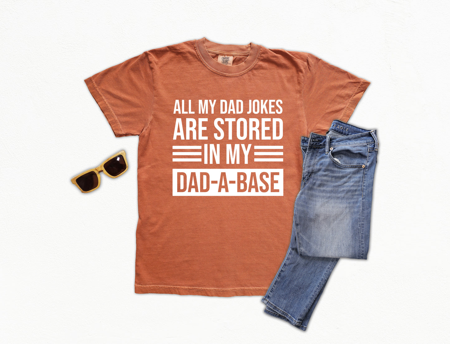 Funny Dad Shirt | Comfort Colors Vintage Style Dad Shirt | I Keep My Dad Jokes in My Dadabase