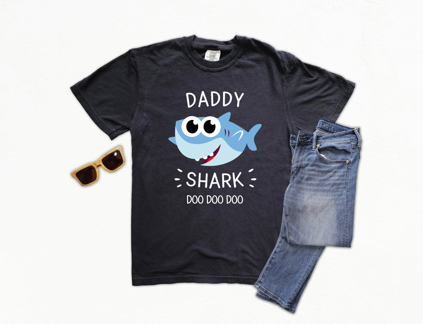 Daddy Shark Shirt | Comfort Colors Vintage Style Dad Shirt