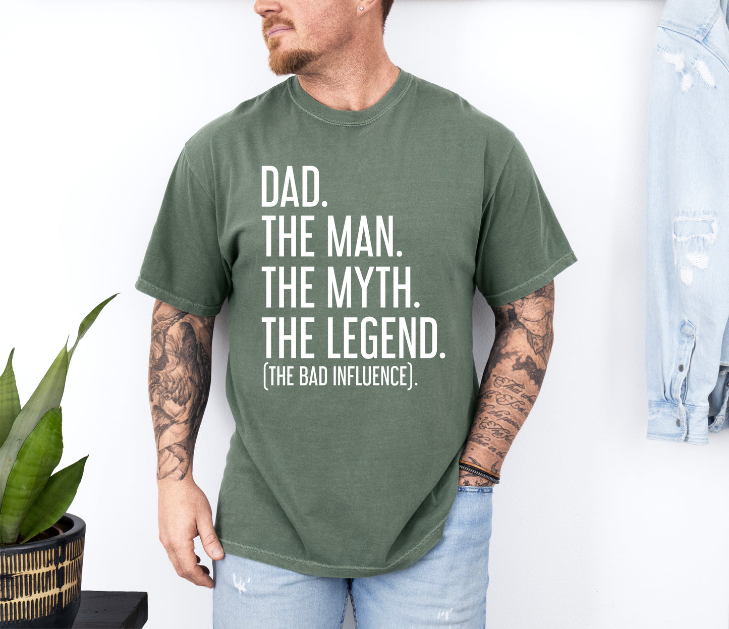 Dad The Man The Myth The Legend (The Bad Influence) Vintage Style Comfort Colors Dad Shirt