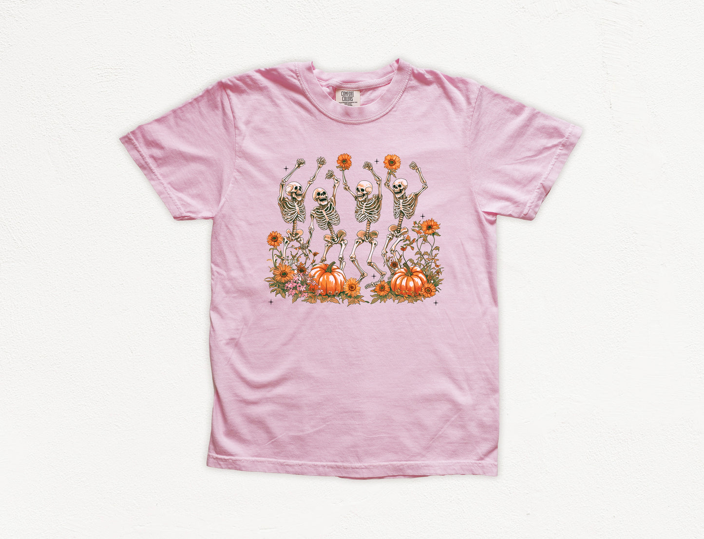 Dancing Skeletons in a Pumpkin Patch Vintage Style Shirt