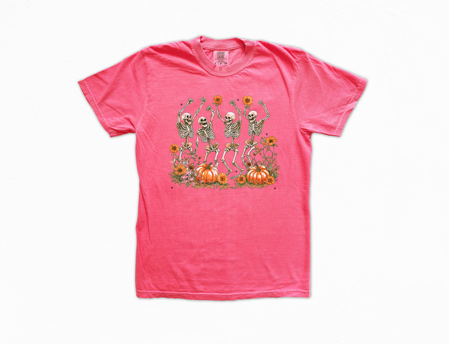Dancing Skeletons in a Pumpkin Patch Vintage Style Shirt